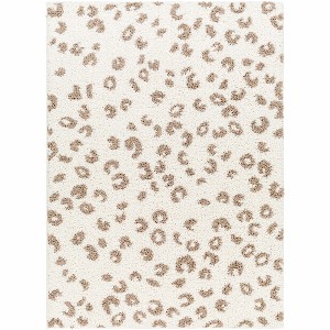 Hauteloom Zhen Brown Spots White Leopard Shag Rug - 1 of 4