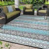 Reversible Outdoor Plastic Straw Rug - Waterproof Bohemian Area Mat for Patio, RV, Balcony, Camping, Easy Clean Picnic Mat - 2 of 4