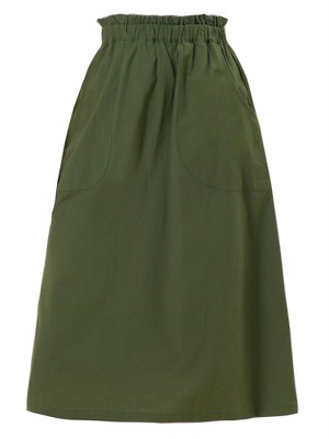 INSPIRE CHIC Women's Casual Elastic Waist Peasant A-Line Midi Skirts with Pockets
