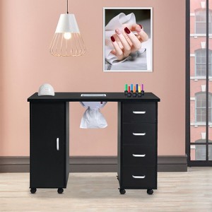 Karlhome Black Professional Nail Table with Fan and 4 Drawers - 1 of 4