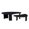 Sapphtopaz 2PCS Modern Coffee Table Set with Embossed Legs Irregular Dining Table with Wood Veneer Nesting Coffee Table Set of 2 for Living Room - 3 of 4