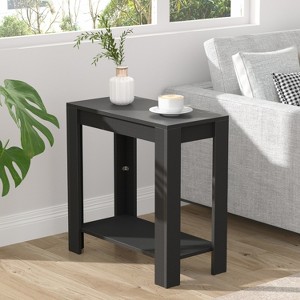 Narrow Sofa Side Table with 2-Tier Open Storage Spaces for Bedroom Living Room BLACK - 1 of 4