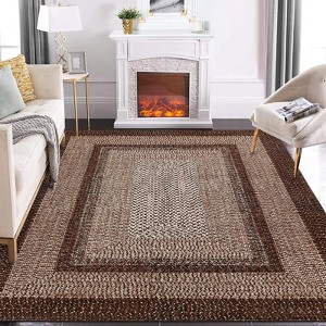 Braided Area Rug with Non-Slip Backing, Modern Accent Carpet for Bedroom, Living Room, Dining Room & Hallway, Foldable Low Pile Throw Rug - 1 of 4