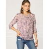 INSPIRE CHIC Women's Round Neck Ruffle 3/4 Sleeve Floral Print Chiffon Blouse - 2 of 4