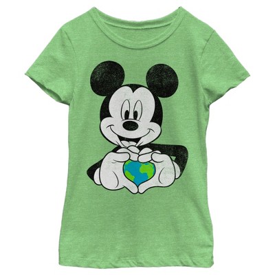 Girl's Disney Mickey Mouse Earth Heart T-Shirt