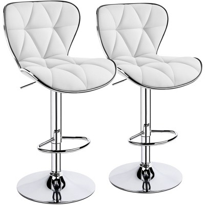 Yaheetech 2pcs Height Adjustable PU Leather Upholstered Swivel Bar Stool Chairs