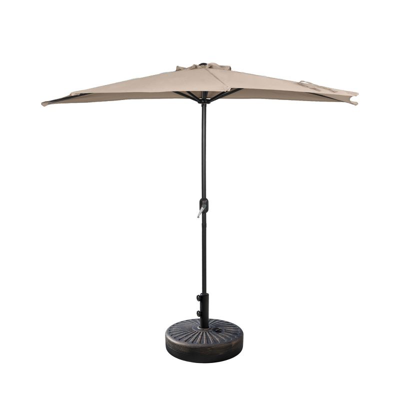 WestinTrends 9 Ft Half Market Patio Umbella with Bronze Round Plastic Base, Beige