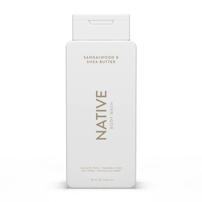 Native Body Wash for Men & Women - Sandalwood & Shea Butter - Sulfate Free - 18 fl oz