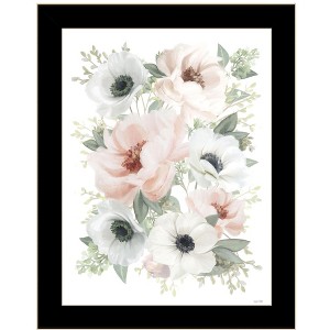 HomeRoots Peony Floral Block Black Framed Print Wall Art - 1 of 4