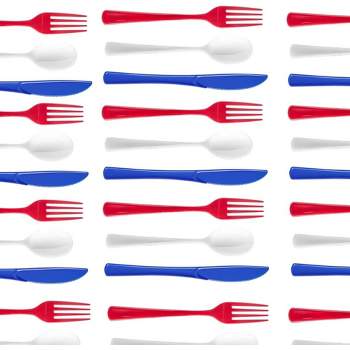 Exquisite 150 Ct Disposable Plastic 4th Of July Red White And Blue Cutlery Set I Serves 50