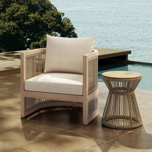 Christopher Knight Home Bonita Outdoor Rope Weave Acacia Wood Club Chair with Cushions, Light Teak/Beige - 1 of 4