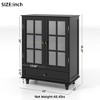 Angel Sar Small Display Cabinet with Glass Doors and Drawer, Curio Cabinet for Dining Room, Living Room, or Entryway, Black - 3 of 4
