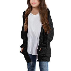 Cardigan for Girls Open Front Sweater Long Sleeve Loose Fit Sweater Jacket - 1 of 4