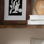 black frame brown shelf