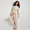 Women's Beige Ribbed Knit Long Sleeve Top & Pants Pajama Set - Cupshe - 3 of 4