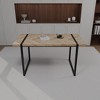59" Modern Industrial Dining Table, 4-6 People, 1.5" Thick Engineering Wood Tabletop and Rectangular Metal Legs, for Home & Kitchen - Light Wood Color - 3 of 4