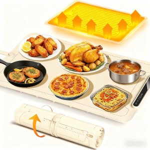 Kismile Warming Mat for Food, 3 Temp Settings, Childproof Lock, Rollable Portable Food Warming Mat, Ideal for Gatherings, Parties, Food Warmer - 1 of 4