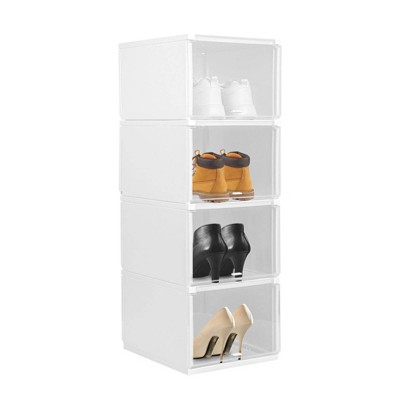Homhougo Shoe Organizer Clear, Foldable Clear Sneaker Display Box Transparent Foldable Shoe Box Pp Material White