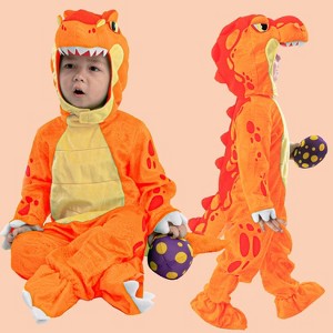 Joyfy Halloween Costume Unisex T-Rex Costume for Toddlers – Complete Dino Set with Plush Egg & Booties - 1 of 4