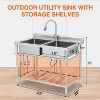 43"x25"x35" Stainless Steel Commercial Sink Kitchen Utility Sink 2 Compartment With Faucet - 2 of 4