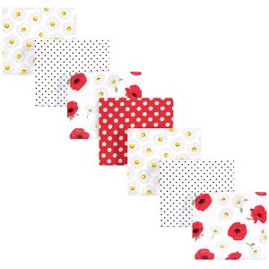 Hudson Baby Infant Girl Cotton Flannel Receiving Blankets Bundle, Poppy/Daisy, One Size - 1 of 2