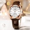 HONGGE Women's Quartz Watch with Leather Strap, Roman Numerals, Rose Gold Case, Waterproof, Luminous Hands, Classic Dress Wristwatch - 4 of 4