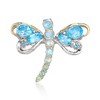 Ross-Simons Opal and 2.38 ct. t.w. Blue and White Topaz Dragonfly Pin Pendant Necklace in 2-Tone Sterling Silver - 4 of 4