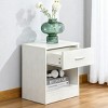 FONTOI End Tables White Wood Grain with Drawer and Open Shelf Nightstand for Bedroom Living Room Small Space, White, 22.06"*17.93"*5.12" - 2 of 4