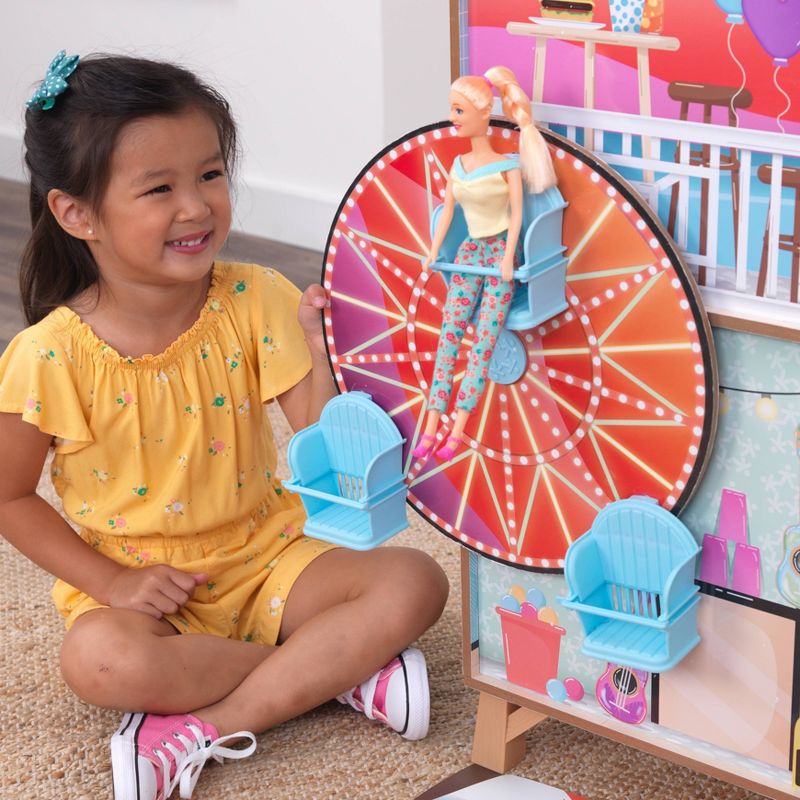 KidKraft Ferris Wheel Fun Beach House Wooden 360-Play Dollhouse with 19 Accessories, 4 of 11