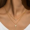 Clotth Eight-Pointed Star Moon Cross 925 Sterling Silver Necklaces For Women Pearl Double layer Necklaces Gift Jewelry Fashion Accessories Creative - 4 of 4