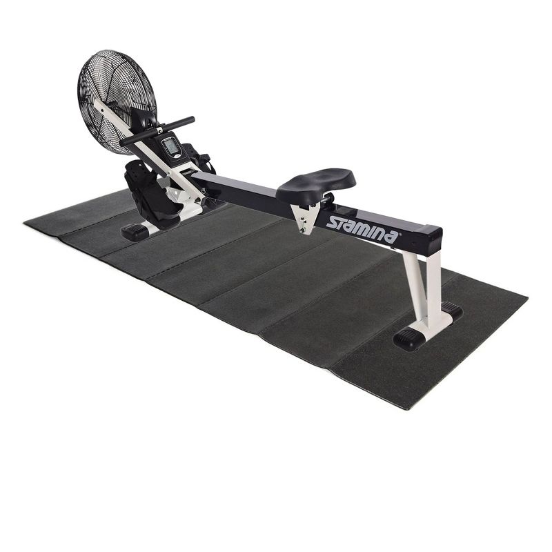 Stamina Cardio Foldable Air Rower Rowing Machine, Black/White + Equipment Mat, 1 of 7