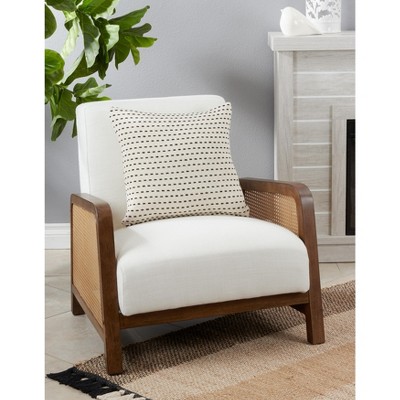 Beige and Black Stitch Line Design Down-Filled Throw Pillow