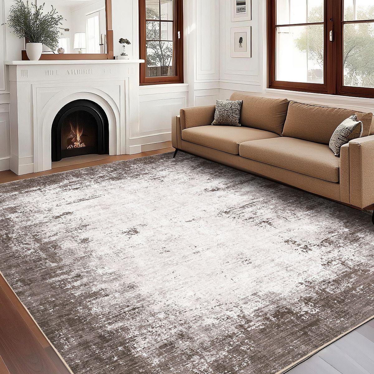 Washable Area Rugs Non-Slip Modern Abstract Soft Rugs for Living Room Bedroom Home Decor