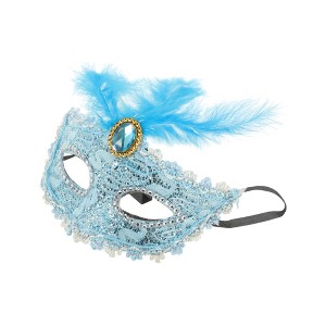 Unique Bargains Dragon Pattern Feather Half Face Party Mask 1 Pc - 1 of 4
