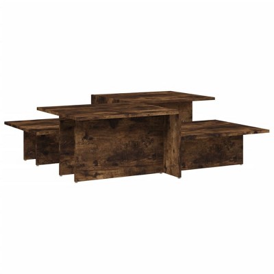 vidaXL Coffee Tables Set of 2 - Smoked Oak Engineered Wood - Stylish Living Room Furniture with Spacious Tabletops