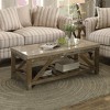 Vynxaria Industrial Style Cocktail/Coffee Table Angled Support, Bottom Shelf, Slat Construction, Creamy White Marble Top/Weathered Natural Wood - 2 of 4