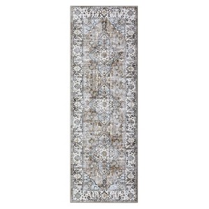 Washable Distressed Floral Print Area Rugs for Bedroom Living Room, Vintage Soft Non Slip Dining Room Carpet - 1 of 4