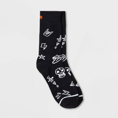 Pair Of Thieves Men's Rock & Roll Cushion Crew Socks - Black 6-12 : Target