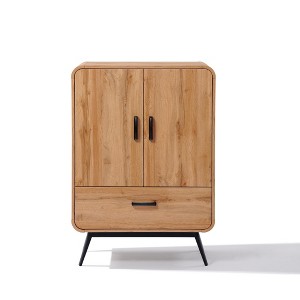 LuxenHome 2-Door 1-Drawer with Soft Close Sideboard Cabinet with Black Metal Legs - 1 of 4