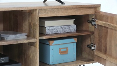 Moreno 60" Umber Brown Mango Wood TV Stand with Cabinets