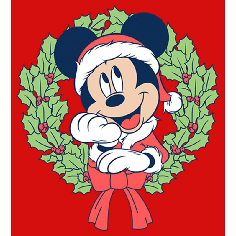Girl's Disney Mickey Mouse Christmas Wreath T-Shirt, 2 of 6