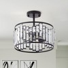 Dewdrop 3-Light Semi Flush Mount Crystal Chandelier, Black and Clear Drum Ceiling Light Fixture for Living Room Foyer Entryway - 4 of 4