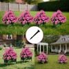2PCS Artificial Begonias Bush with Ground Spike, 24Inch Artificial Outdoor Bushes Evergreen UV Resistant Shrubs - 3 of 4