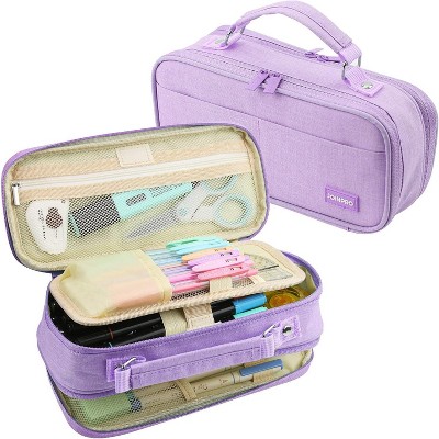 Fmeida Pencil Case, Large Capacity Pencil Case Organizer; Double Zipper Storage Bag Black