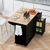 53.9" Kitchen Island with Drop Leaf, Kitchen Island Cart with Internal Storage Shelves and 3-Tier Pull-Out Cabinet Organizer - ModernLuxe - 3 of 4