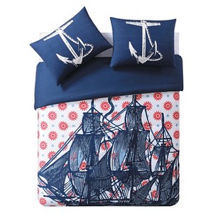 Nautical Comforter Set 3 Piece (Full/Queen) - Seedlings by ThomasPaul , Blue