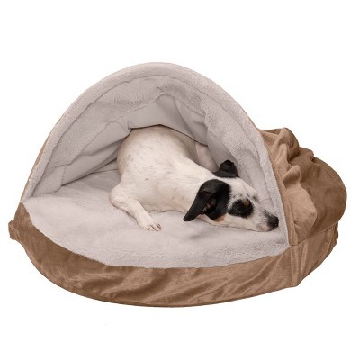Medium Brownstone Orthopedic Wave Fur & Velvet Snuggery Pet Bed