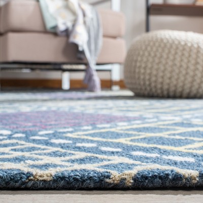 Hand-Tufted Blue Wool Rectangular Area Rug