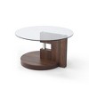 GDFStudio Dunn 34.5" Double-Layer Round Wood and Glass Coffee Table - 2 of 4