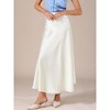 INSPIRE CHIC Women's Satin High Waisted Elastic Waistband Casual Flowy Elegant Maxi Skirt - 3 of 4